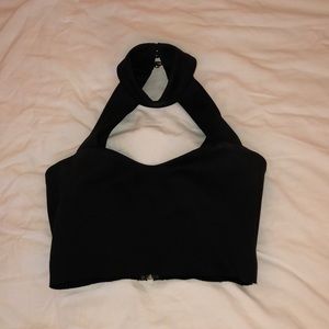 Dressy black choker neck crop top